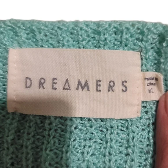 Dreamers Women's Teal Green Knitted V-Neck Tunic Sweater - Picture 2 of 4